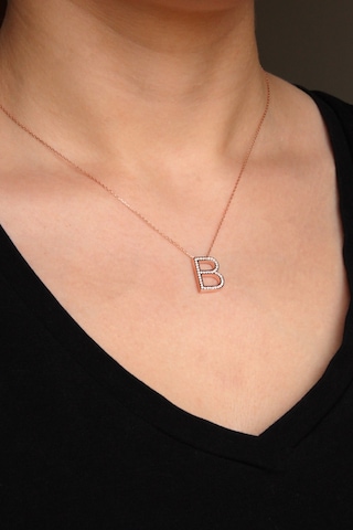 925 Ayar Gümüş Rose B Harfi Kolye - 23089101 Rose Gold