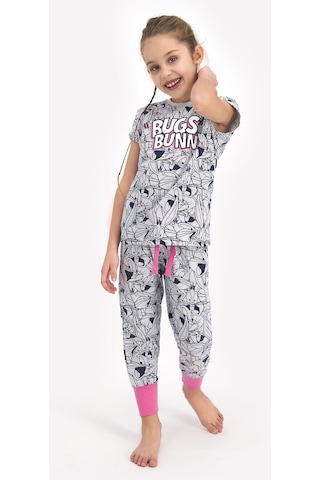Looney Tunes Lisanslı Bugs Bunny Karmelanj Kız Çocuk Kısa Kol Pijama Takımı 5274-26627 Kar Melanj