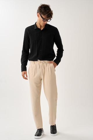 Alexandergardi Pileli Bağcıklı Casual Keten Pantolon Ekru