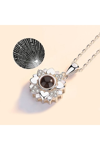 Chavin 100 Dilde Seni Seviyorum Projeksiyon Kalp Kolye Ed07By Beyaz