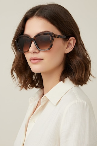 Daniel Klein Dk4334-2 Kahverengi Leopard Signature Square Cat Eye Modern Elegance Kadın Güneş Gözlüğü Leopar