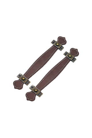 2 Adet Deri Çekmece Kulpu Vintage Pratik Bavul Kulpu Çekmece Dolap Kapısı İçin Deri Çekme Kulpları Açık Kahverengi