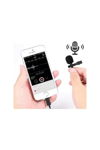 Iphone Lightning + 3.5 mm Aux Girişli Profesyonel Youtuber Yaka Mikrofonu