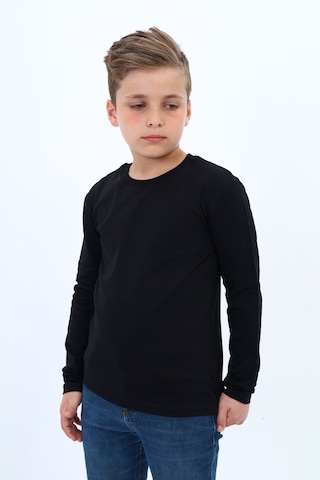 Toontoy Kids Toontoy Erkek Çocuk Bisiklet Yaka Uzun Kollu Basic Tişört Siyah