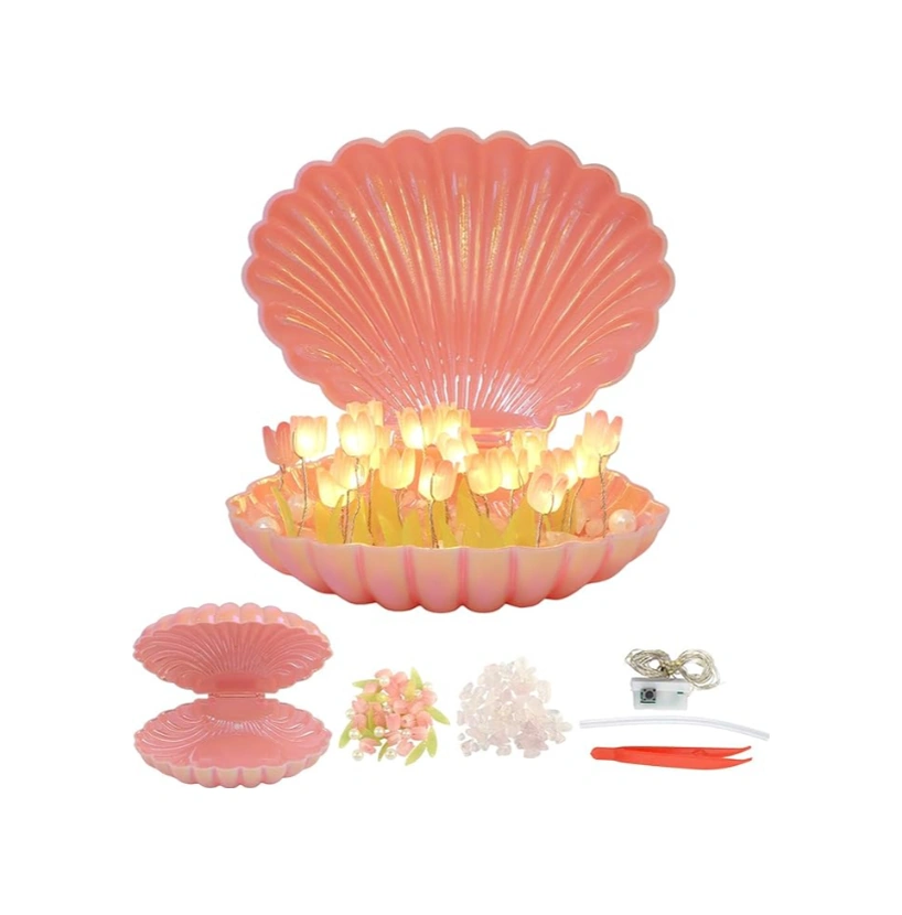 River World Lale Lamba Tasarımı Deniz Kabuğu Kendin Yap Led Işıklı Renkli