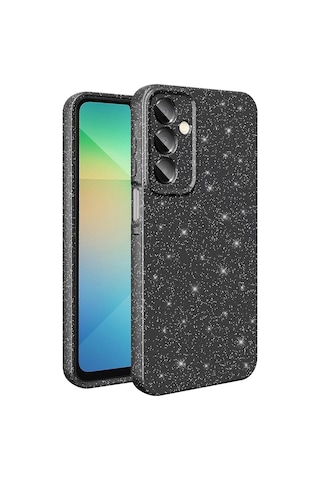 Biriva Home Galaxy A16 Kılıf Kamera Korumalı Simli Lüks Koton Kapak - Siyah Siyah