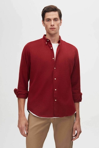 D'S Damat Ds Damat Regular Fit Bordo Düz Kışlık Gömlek 7HC02ORT13265 Kırmızı