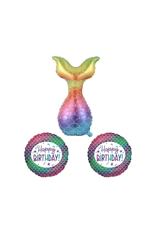 Deniz Kızı Kuyruğu Rengarenk Folyo Balon Set 3'Lü