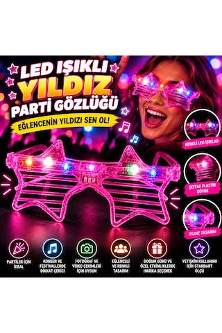 Storeşahin Pembe Led Işıklı Yıldız Parti Gözlüğü Shn0720 Diğer
