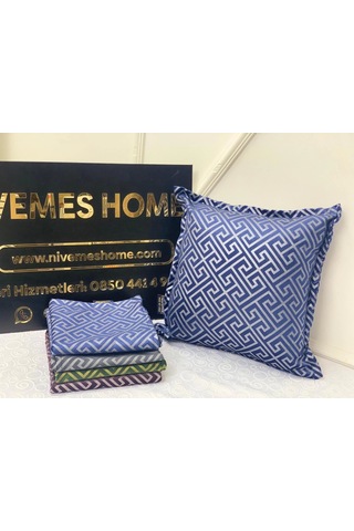 Nivemeshome Monet Zigzag Elyaf Dolgulu Kırlent Lacivert 45 X 45 Lacivert