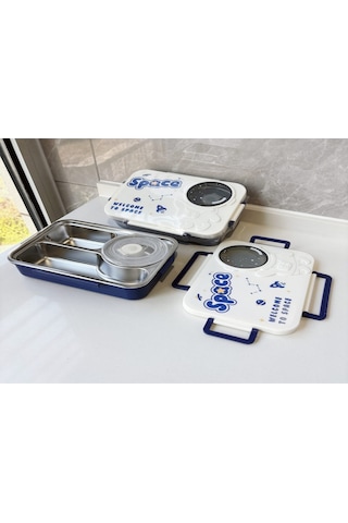 Skycity Öğrenci Ve Ofis Çalışanı İçin 3 Bölmeli, Çorba Kasesi İçeren, Gıda Grubu Paslanmaz Çelik Isı Saklayan Bento Kutusu Servis Gereçleri Yok Beyaz