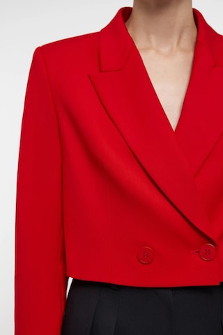 Saade Sââde Kadın Regular Fit Kruvaze Kapama Dokuma Crop Blazer Ceket -şık & Spor Kırmızı