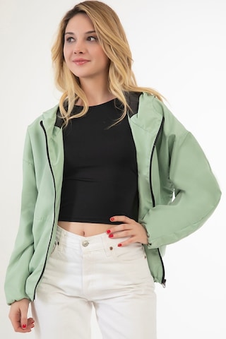 Riverstorm Kadın Su Yeşili Su Ve Rüzgar Geçirmez Kapüşonlu Cepli Oversize Yağmurluk - Rüzgarlık Su Yeşili