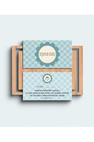 Çift Yön Teşekkür Kartı Thank You Cart Çiçek Desenli Pytktskk1200