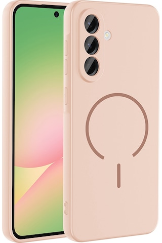 Galaxy Uyumlu A56 Kılıf M-safe Şarj Özellikli Zore Meta Kapak Rose Pembe