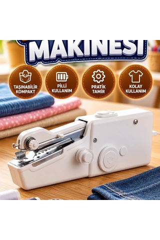 Taşınabilir Mini El Tipi Dikiş Makinesi Pilli Pratik Tamir Seti