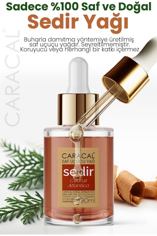 Caracal Doğal Sedir Ağacı Uçucu Yağı %100 Saf Sedir Ağacı Yağı 30 Ml Sedir Yağı