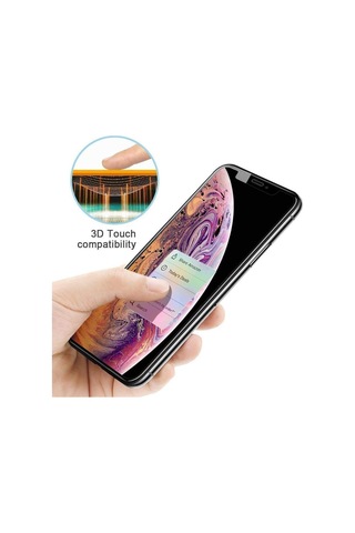 Apple Uyumlu iPhone Xs Max 5D Tam Kaplayan Ekran Koruyucu Cam -