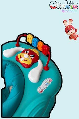 Cookie Ayarlanabilen Müzikli Yumuşak Pedli Lüks Yürüteç Turkuaz