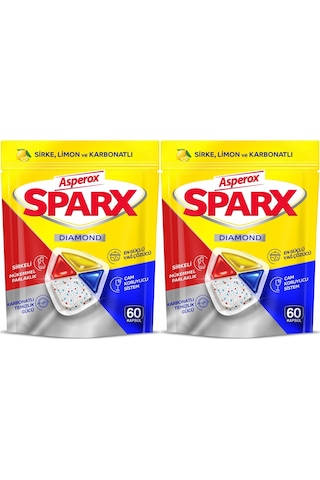 Asperox Sparx Diamond Bulaşık Makinesi Deterjanı Kapsül Tablet 120