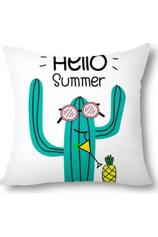 Reedark Tropikal Kaktüs Desenli Pamuk Kumaş Yastık Kılıfı - 45x45 Cm Kanepe Ve Yatak İçin Diğer