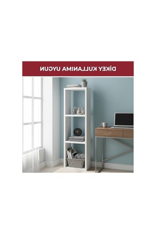 Modern Tasarım Yatay Dikey Kullanım İçin Elmas Dekoratif Kitaplık Abanoz - Beyaz