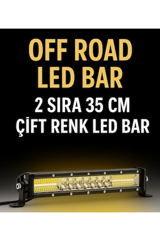 Off Road 2 Sıra Çift Renk Turuncu Beyaz 35 Cm Led Bar
