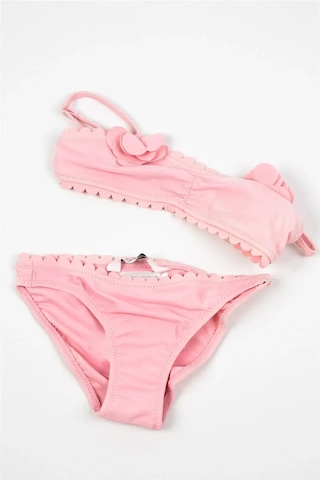 Adisia Kız Çocuk Pembe Çiçek Detaylı Bikini Takımı Pembe