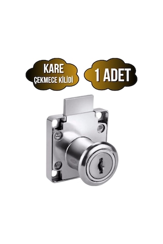 Kare Çekmece Kilidi Anahtarlı Dolap Mobilya Kilidi Kare 1 Adet Krom