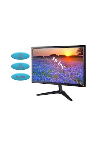19'' Monitör, 1920x1080 Çözünürlük, 5ms Tepki Süresi, 75hz , Hdmı & Vga, 12 Volt, Full Hd