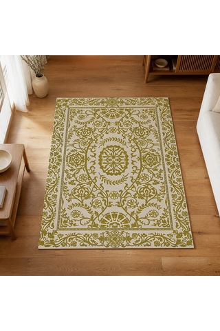 Kartela Halı Veso Halı Kaymaz Taban Makinede Yıkanabilir Halı Hardal Sarısı - 180 X 270 Cm