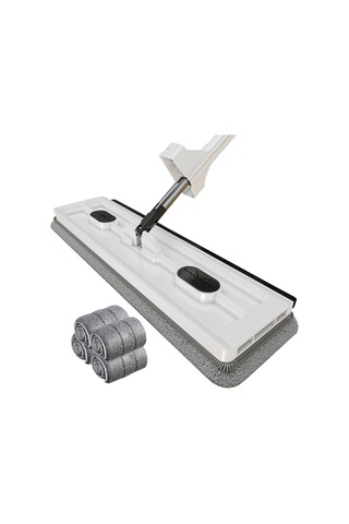 Sones 42cm Eller Serbest Ev Düz Paspas Mutfak Temizleme Tembel Zemin Temizleyici, Stil: Beyaz + 4 Mendil