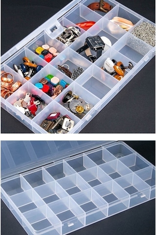 Bayev 4 Adet 18 Bölmeli Şeffaf Kolye Yüzük Takı Kutusu Organizer Düzenleyici Kutu