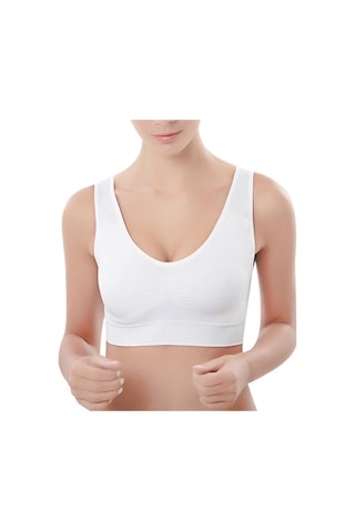 Normbody Dikişsiz Toparlayıcı Sıkılaştırıcı Pedsiz Sütyen Beyaz Beyaz