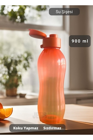 Su Şişesi Sızdırmaz Kapak Okul Matarası Bpa Free Suluk Orta Boy Kokusuz Matara Turuncu 900 Ml Turuncu