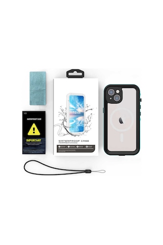 Goocamp Apple iPhone 14 Plus Uyumlu 1-1 Su Geçirmez Kılıf-siyah Siyah