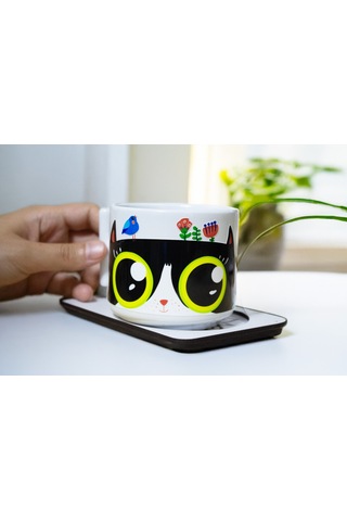 Kedi Ev Halkındandır T Kulplu Beyaz Seramik Kupa Bardak Hediyelik Beyaz