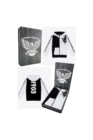 Beşiktaş Kartal Baskılı Kapüşonlu Çocuk Sweat Kutulu 001