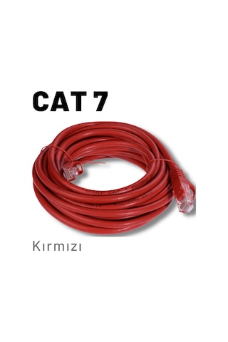 Irenis CAT7 Kablo Ethernet Network İnternet Lan Ağ Kablosu 15 M-Kırmızı