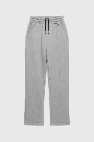 Gri Melanj Geniş Paça Ön Dikiş Detaylı Battal Büyük Beden Kadın Eşofman Altı - 94654 Gri Melanj