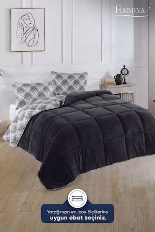 Formeya Siyah Tek Kişilik Wellsoft Yorgan Yastık Kılıflı