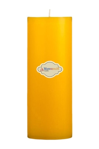 Limon Kokulu 7x15 Sarı Silindir Mum Sarı