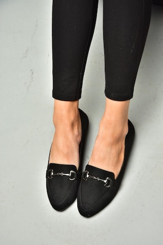 Fox Shoes Y290110002 Siyah Süet Toka Detaylı Günlük Kadın Babet Siyah