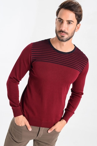 Heyss Bisiklet Yaka Sırt Detaylı Erkek Triko Kazak (381025834) Bordo