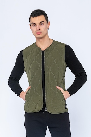 Erkek Regular Fit Bomber Yaka Fermuarlı Çok Cepli Kapitone Spor Yelek 001