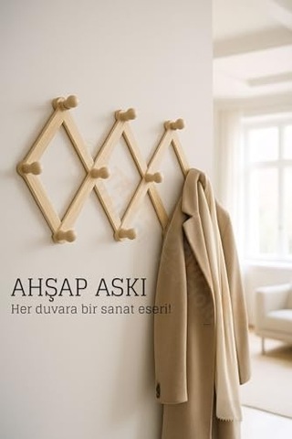 Üretimi Ahşap Askılık Duvara Monte Ahşap Duvar Askısı Kapı Arkası Askılık Natural Diğer
