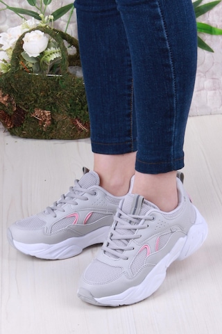 Fort 2107 Lmb Rahat Hafif Kalın Taban Sneaker Kadın Spor Ayakkabı Gri