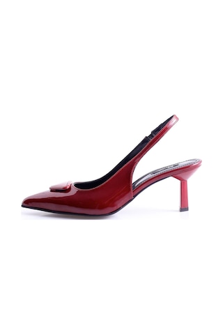 5in1Canpolat Vişne Sivri Burun Topuklu Slingback 24020-vişne Bordo