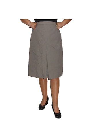 Koyu Krem Cepli Piliseli Diz Boyu Etek Krem