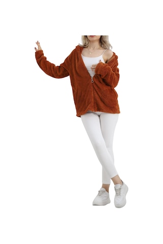 Büyük Beden Peluş Mont Tarçın Taba